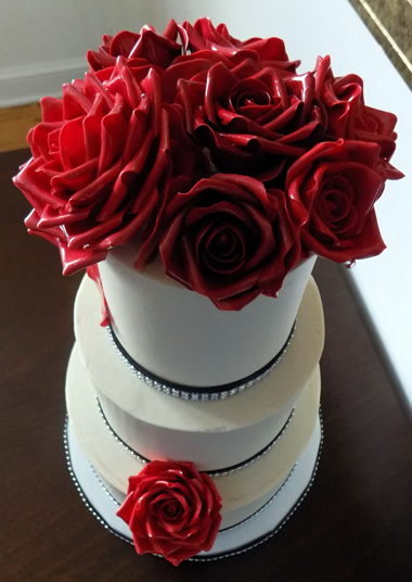 Hand made glossy red gumpaste roses
